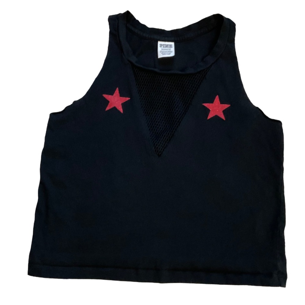 Pink VICTORIA'S SECRET Red, White, and Lit mesh glitter Cropped Top